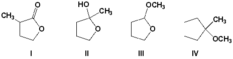 Which compound reacts with aqueous acid to give an aldehyde?   A)  I B)  II C)  III D)  IV