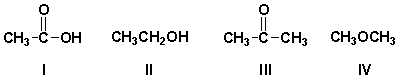 Which compound has an IR absorption at 3300 cm<sup>-1</sup> but no band at 1710 cm<sup>-1</sup>?   A)  I B)  II C)  III D)  IV