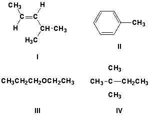 Which compound has characteristic IR peaks at 3100 cm<sup>-1</sup> and 1650 cm<sup>-1</sup>, but not 1480 cm<sup>-1</sup>?   A)  I B)  II C)  III D)  IV