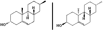 The molecules shown below are diastereomers. How do they differ in their 1H-NMR spectra?   A)  chemical shifts B)  signal splitting C)  integration D)  none of the above