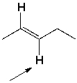 The expected chemical shift range (in ppm) for the indicated protons of E-2-pentene is ___________.  