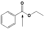 The expected chemical shift range (in ppm) for the indicated carbon of ethyl benzoate is ___________.  