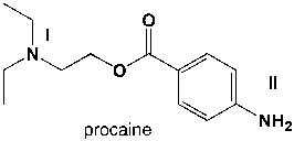 Procaine is a local anesthetic drug. What is the classification of the amines I and II?   A)  I: primary aliphatic; II: primary aromatic B)  I: tertiary aliphatic, II: primary aromatic C)  I: tertiary aliphatic, II: tertiary aromatic D)  I: tertiary aromatic, II: tertiary aliphatic
