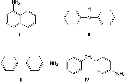 Which is the correct structure for diphenylamine?   A)  I B)  II C)  III D)  IV