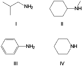 Which structures are secondary amines?   A)  I, II B)  II, III C)  III, IV D)  II, IV