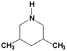 The name of the following compound is 3,5-dimethylpiperidine.   