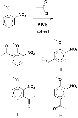 Which are the major reaction products of the following reaction, which is carried out in an inert solvent?   A)  I and II B)  III and IV C)  I and IV D)  II and III