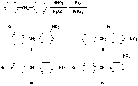 Which is the major product from the following consecutive reactions?   A)  I B)  II C)  III D)  IV