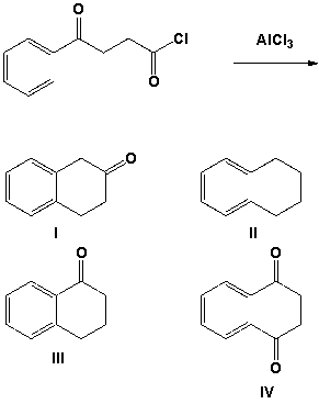Which is the major product of the following reaction?   A)  I B)  II C)  III D)  IV