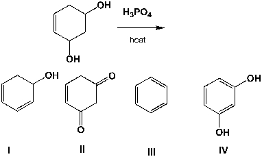 Which is the product of the following reaction?   A)  I B)  II C)  III D)  IV