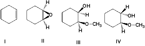 Which is the product of the following reaction?     A)  I B)  II C)  III D)  IV