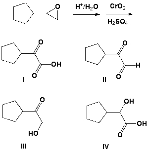 Which is the major product of the following reaction?   A)  I B)  II C)  III D)  IV