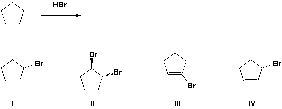Which of the following halides is prepared from the following reaction?   A)  I B)  II C)  III D)  IV