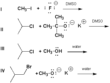 Which reaction below proceeds via an E2 mechanism?   A)  I B)  II C)  III D)  IV