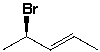 The name of the following compound is (4R, 2E) - 4-bromo-2-pentene.   