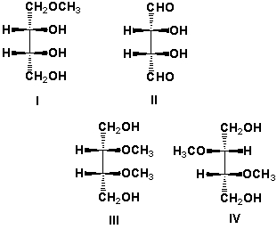 Which are meso compounds?   A)  I, II B)  I, III C)  II, III D)  III, IV