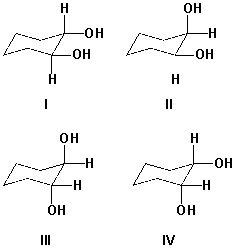 Which compound is a meso compound?   A)  I B)  II C)  III D)  IV