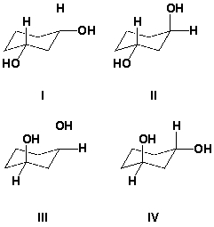 Which are meso compounds?   A)  I and II B)  II and III C)  I and III D)  III and IV