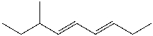 The name of the following structure is (3E, 5E)-6-methyl-3,5-nonadiene.   