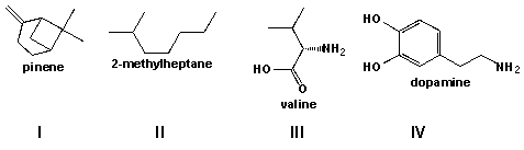 Which of the following molecules are alkanes?   A)  I and II B)  II C)  I and III D)  I and IV
