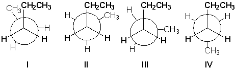 Which conformation of pentane is most stable?   A)  I B)  II C)  III D)  IV