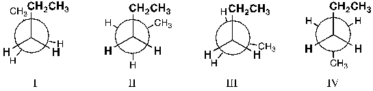 Which conformer of pentane is the least stable?   A)  I B)  II C)  III D)  IV