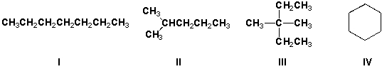 Which compound has the highest boiling point?   A)  I B)  II C)  III D)  IV