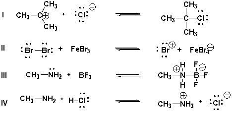 Which are acid-base reactions according to the Brønsted-Lowry theory?   A)  IV B)  I, III, IV C)  II, III D)  I, IV