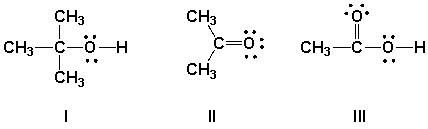Which functional groups have correct Lewis structures?   A)  I, II B)  II, III C)  I, II, III D)  I, III