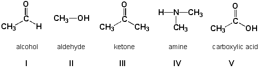 Which compounds are classified correctly? HINT: Assume that the charges are correct. Add the missing lone pairs!   A)  III, IV, V B)  II, III, IV C)  I, III, V D)  I, III, IV