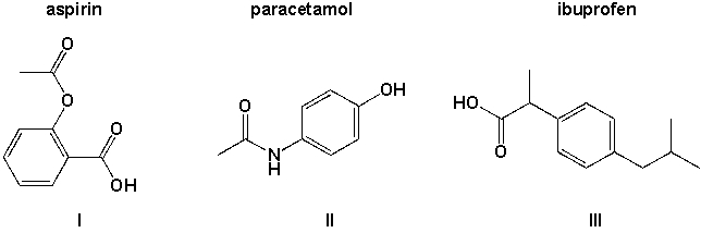 Which of the three molecules aspirin, paracetamol and ibuprofen contains a carboxyl group?   A)  I B)  I, III C)  II,III D)  I, II, III