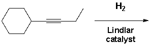 But-1-yn-1-ylcyclohexane reacts with molecular hydrogen under pressure in the presence of a Lindlar catalyst. What reaction product is formed?     A)  I B)  II C)  III D)  IV