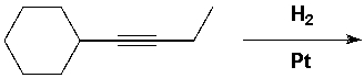 1-Cyclohexyl-1-butyne reacts with molecular hydrogen under pressure in the presence of a platinum catalyst. What reaction product is formed?     A)  I B)  II C)  III D)  IV