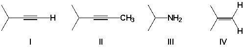 Order the four compounds according to increasing acidity:   A)  I < II < III < IV B)  II < I < III < IV C)  II < I < IV < III D)  II < IV < III < I