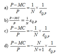 The percentage contribution margin (PCM)for each firm in a Cournot equilibrium can be calculated using the following formula: