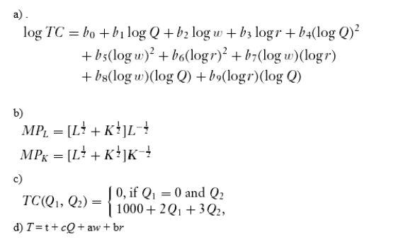 The equation of translog cost function is  <div style=padding-top: 35px> 