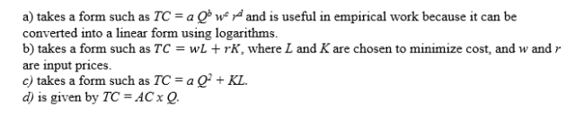 A constant elasticity cost function:  <div style=padding-top: 35px> 