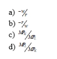 When the level of capital is plotted on the vertical axis and the level of labor is plotted on the horizontal axis, the slope of the isocost line is (assuming is the price of labor and is the price of capital and production uses only these two inputs):