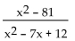 Find all numbers for which the rational expression is not defined. -  A)  x = 0 B)  x = 9 and x = -9 C)  x = -3 and x = -4 D)  x = 3 and x = 4