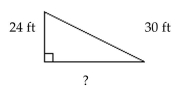 Solve the problem. -Below is a diagram of a water slide. The slide is 30 ft long. The ladder leading to the slide is 24 ft long. How far is it from the end of the slide to the foot of the ladder? Round approximations to the nearest tenth.   A)  18 ft B)  9 ft C)  27 ft D)  162 ft