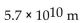 Solve the problem. Express the answer in scientific notation to two decimals unless requested otherwise. -The earth is approximately 92,900,000 miles from the sun. If 1   m, what is the distance to the sun in meters? A)    B)    C)    D)   