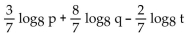 Express in terms of logarithms of a single variable or a number. -  A)    B)    C)    D)   