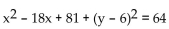 Find the center and the radius of the circle. -  A)  (-9, -6) , r = 64 B)  (6, 9) , r = 8 C)  (-6, -9) , r = 64 D)  (9, 6) , r = 8