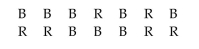 Two poker players are dealt cards in the sequence shown, where B represents a black card and R represents a red card. Find the test statistic G to test for randomness.