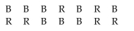 Perform a runs test for randomness. Be sure to do the following: Identify the claim mathematically and state the null and alternative hypotheses. Determine the critical value and find the test statistic. Decide whether to reject or fail to reject the null hypothesis and interpret the decision in the context of the original claim. Two poker players are dealt cards in the sequence shown, where B represents a black card and R represents a red card. Can you conclude that the dealing of cards was not random? Use = 0.05.