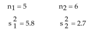 Find the left-tailed and right-tailed critical F-values for a two-tailed test. Use the sample statistics below. Let α = 0.05.