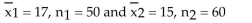 Test the claim that Assume the two samples are random and independent. Use = 0.05. Population statistics: Sample statisticsstatistics: