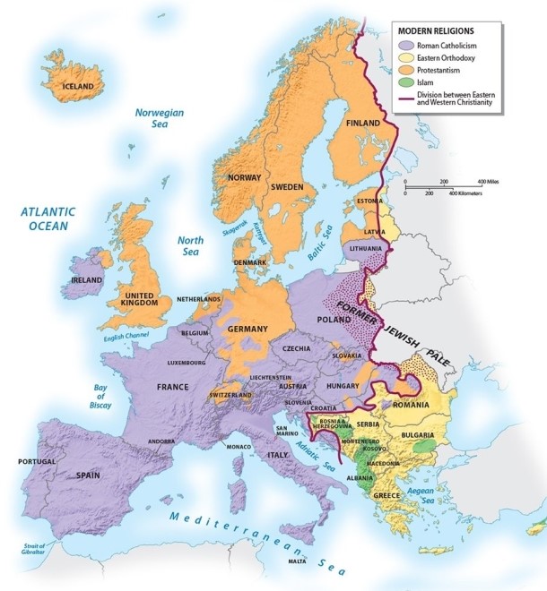 In what part of Europe is Protestantism the dominant religion?   A) northern Germany B) Poland C) France D) the Balkan Peninsula (ex. Greece, Bulgaria, Serbia)  E) Ireland