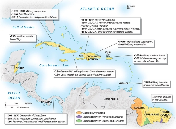 Describe and analyze the nature of U.S. involvement in the Caribbean from 1898 to the present.   