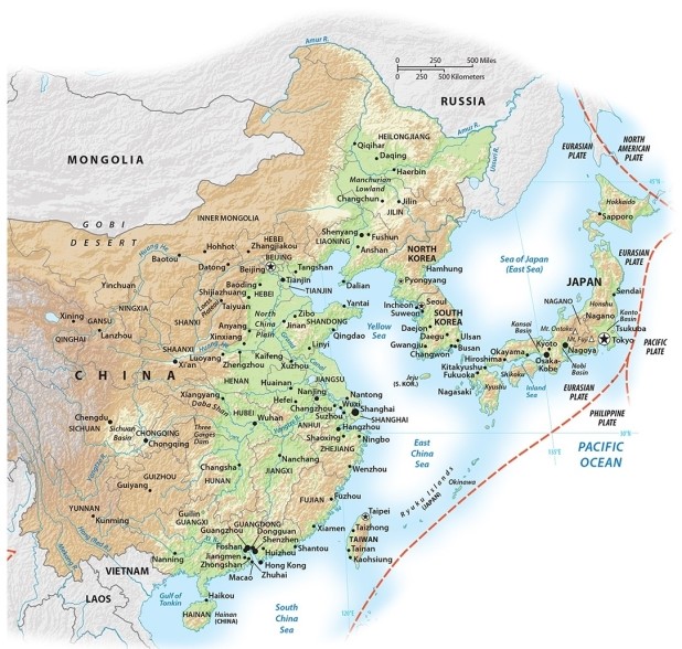 Where are the highest elevations found in China?     A) the loess plateau frontier with Mongolia B) Taiwan C) Tibet D) Manchuria E) the eastern coastal region